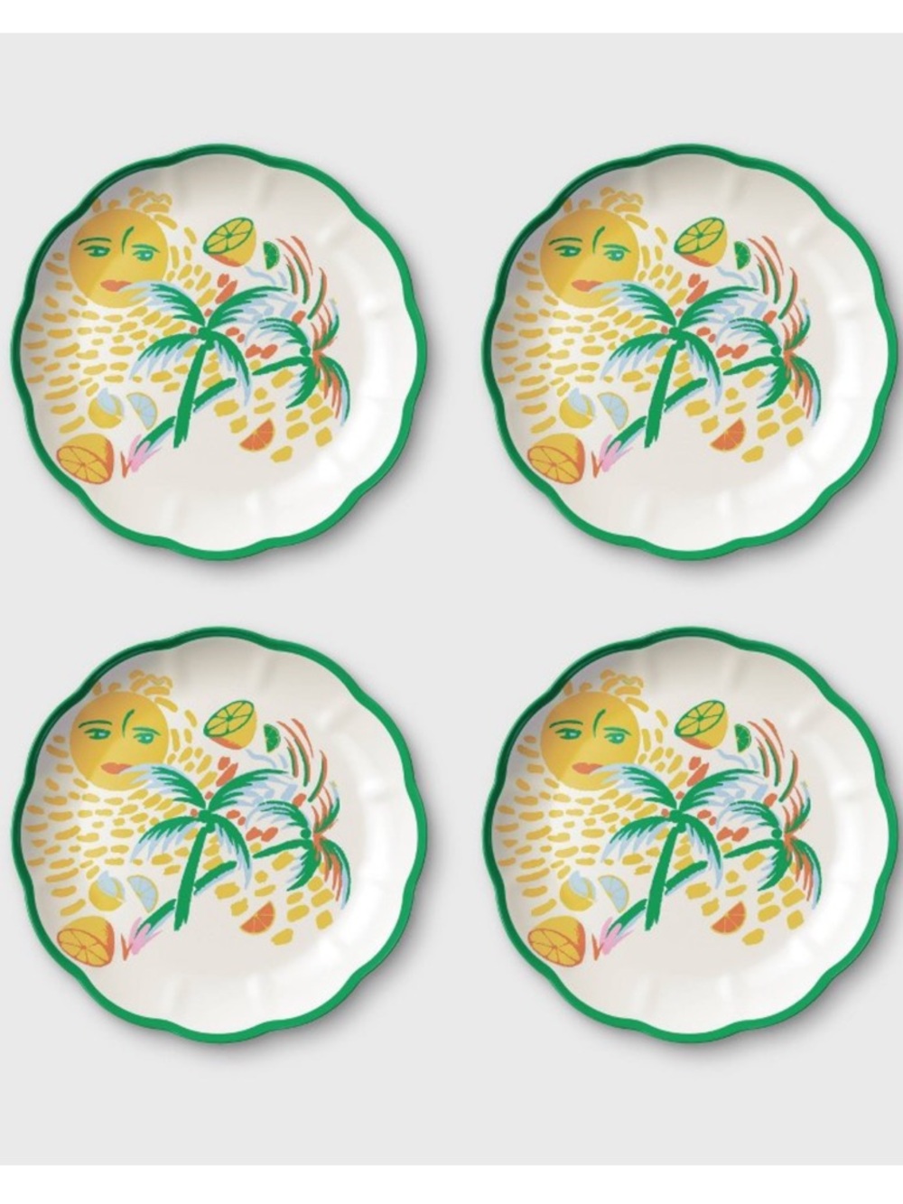 Roller Rabbit x Target 4pc Vacation Melamine Salad Plates Yellow Green